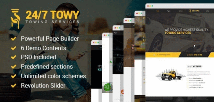 Towy – Emergency Auto Towing and Roadside Assistance Service WordPress theme
