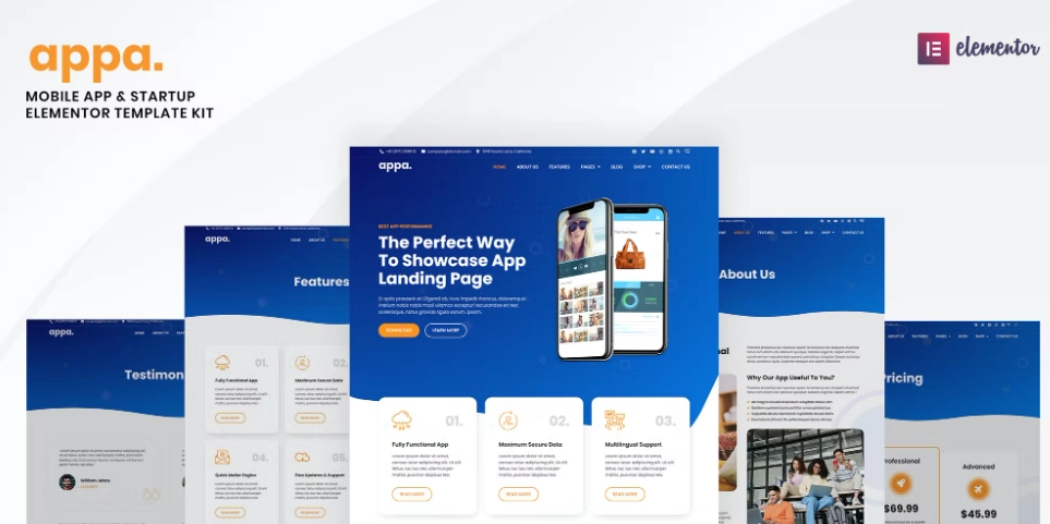 Appa – Mobile App & Startup Elementor Template