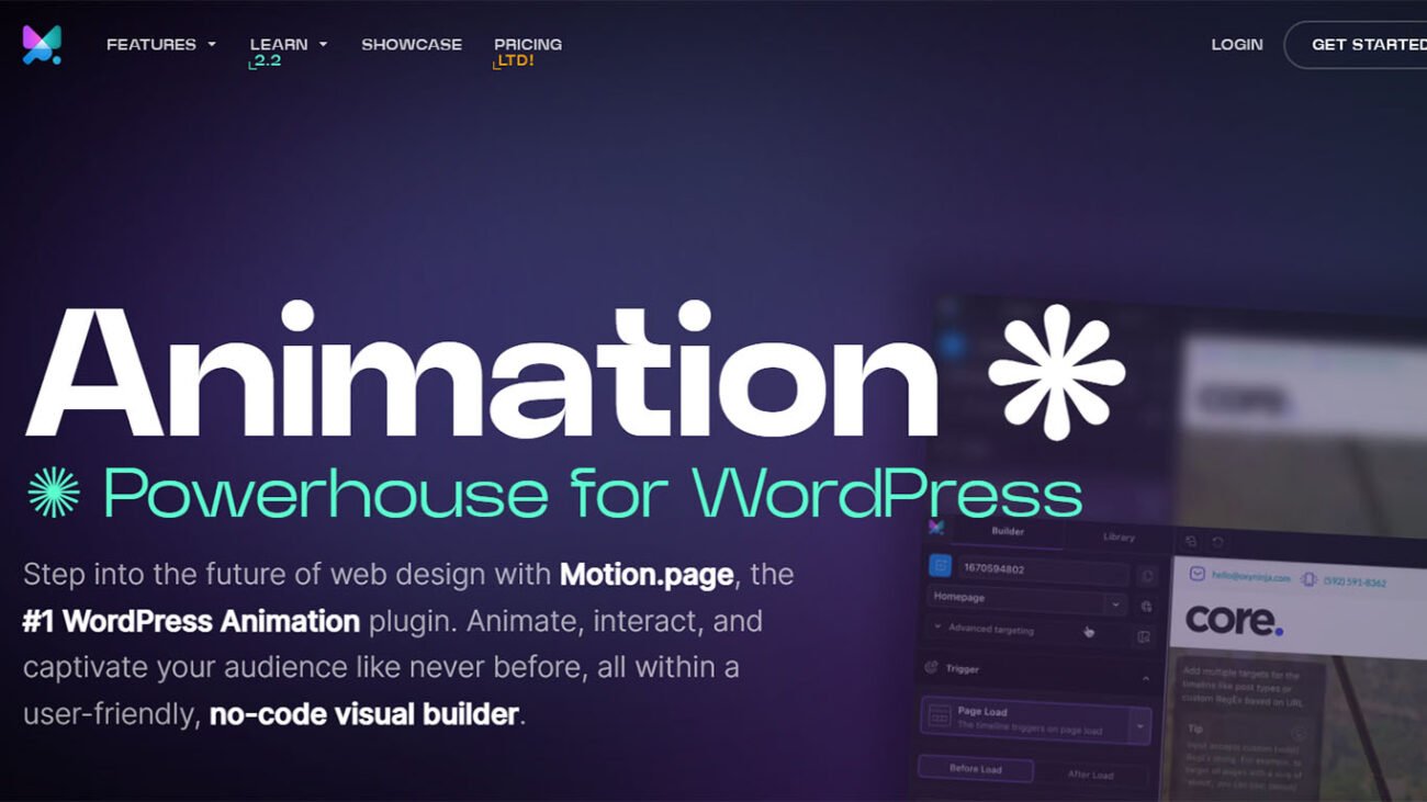 Motion.page: Animated WordPress Theme