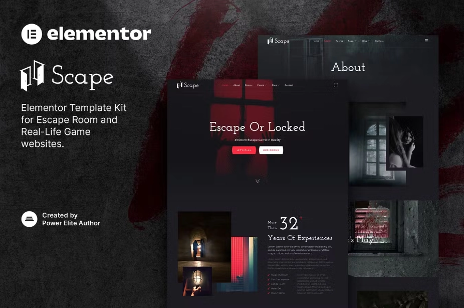 Scape – Real-Life Escape Room Game Elementor Template