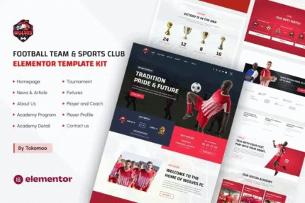 Wolves – Football Team & Sports Club Elementor Pro Template Kit