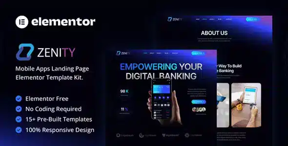 Zenity Mobile App Landing Page Elementor Kit Zenity Mobile App Landing Page Elementor Kit - Image 1