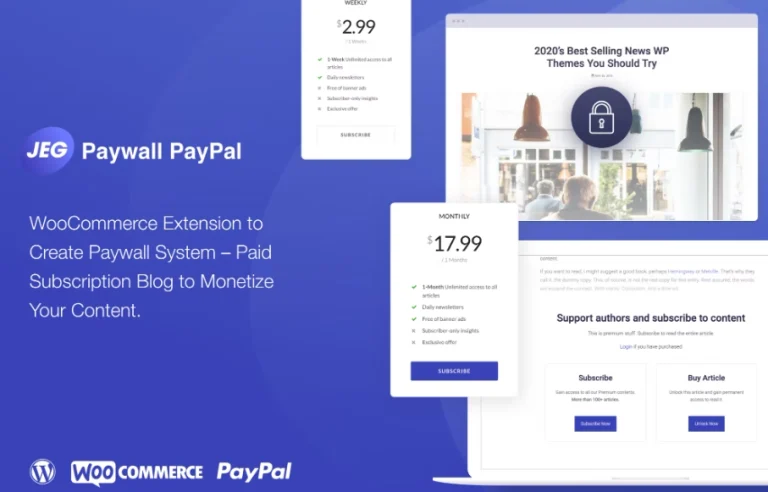 Jeg Paywall Paypal – WooCommerce Extension Jeg Paywall Paypal – WooCommerce Extension