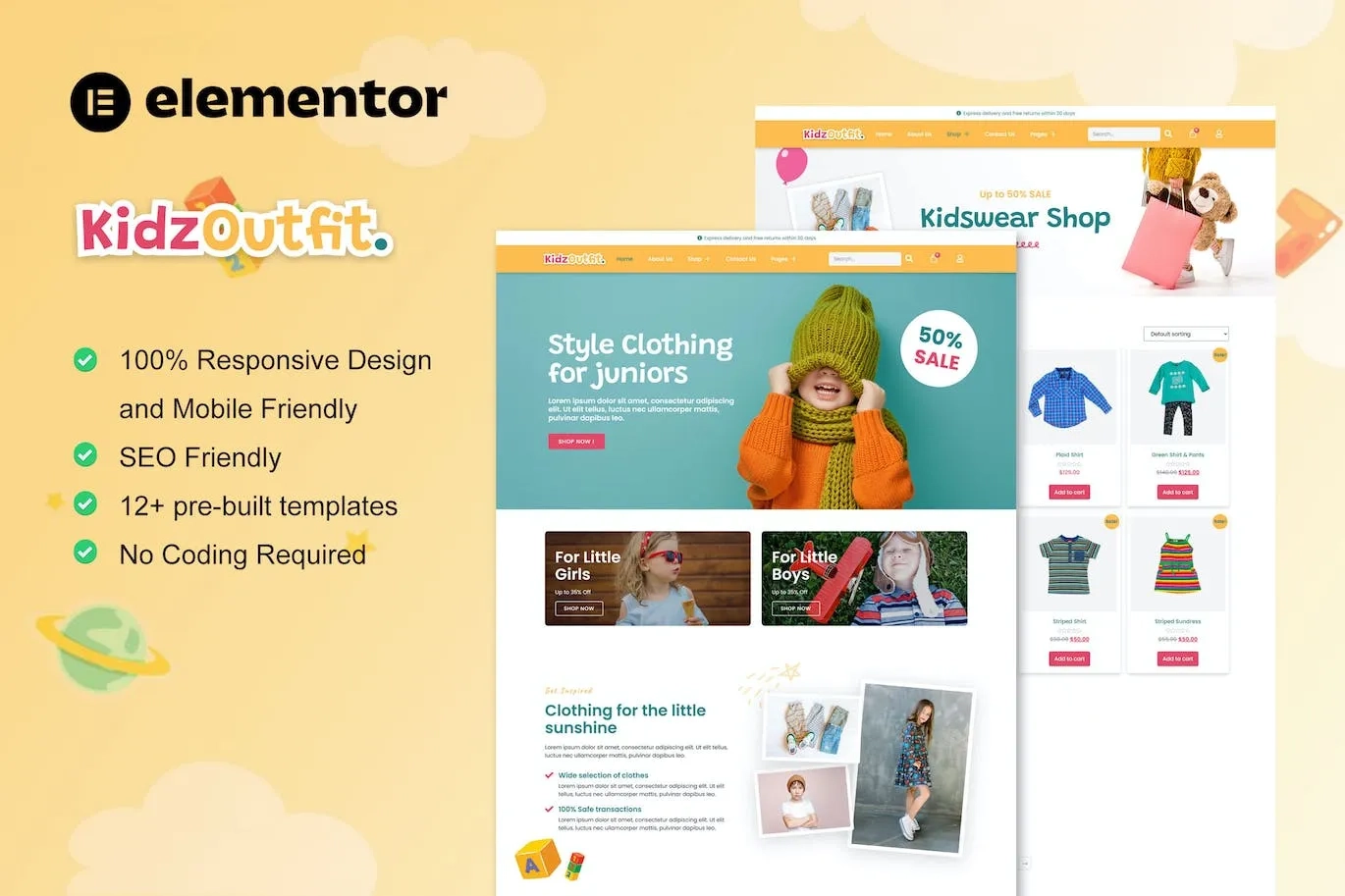 KidzOutfit – WooCommerce Kids Fashion Shop Elementor Template KidzOutfit – WooCommerce Kids Fashion Shop Elementor Template