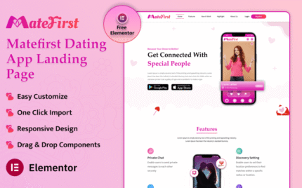 Matefirst Dating App Landing Page Elementor Kit