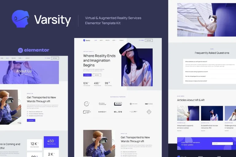 Varsity – Virtual & Augmented Reality Services Elementor Template