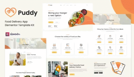 Puddy – Food Delivery App Elementor Template