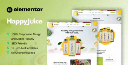 HappyJuice Fresh Drink Kit de Plantillas Elementor Pro