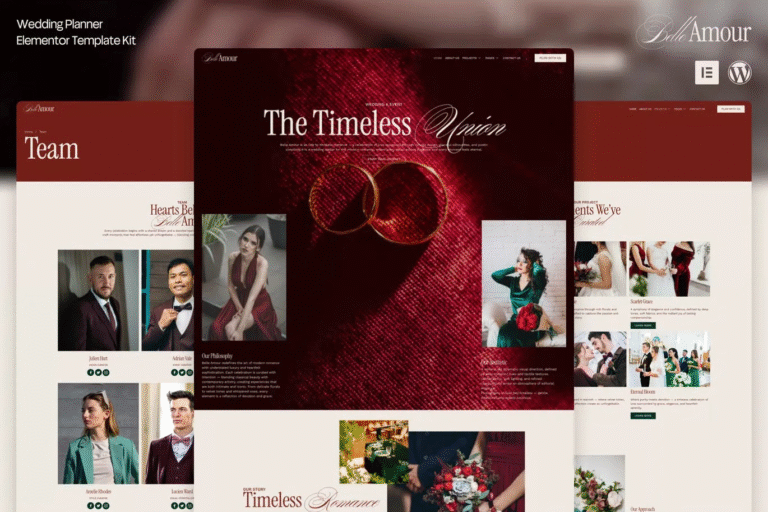 Belle Amour - Planificador de Bodas Elegante y Moderno Kit de Plantillas Elementor