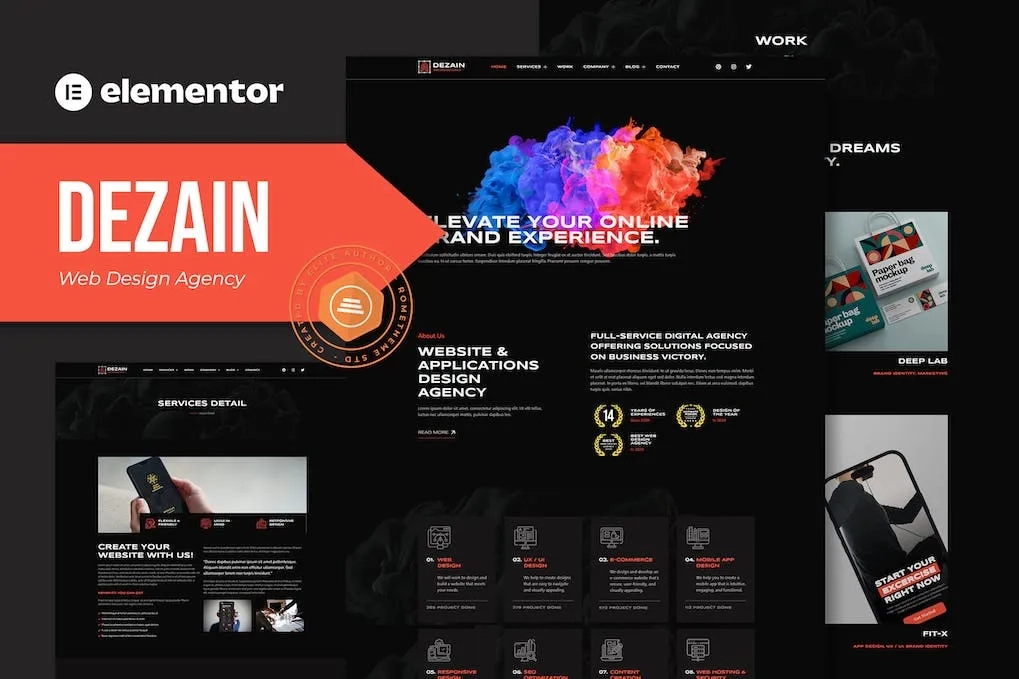 Dezain - Plantilla Elementor Pro para Agencia de Diseño Web