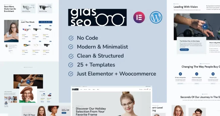 Glasseo - Eyewear Store Woocommerce Elementor Plantilla