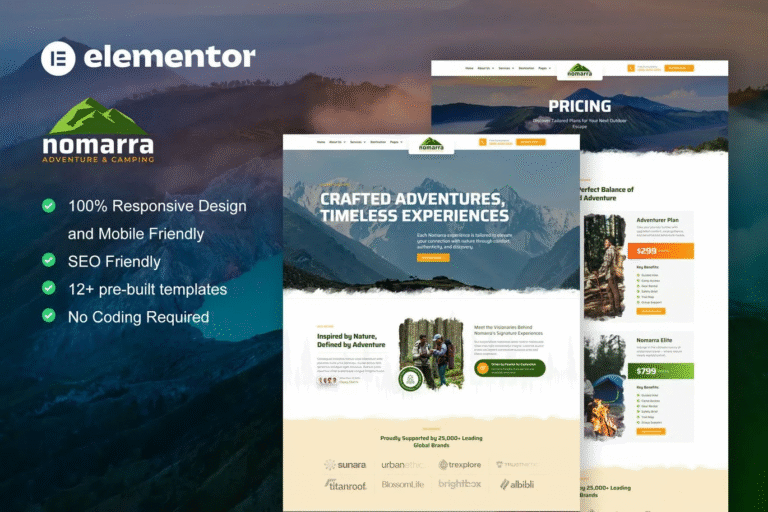 Nomarra - Outdoor Adventure & Camping Elementor Pro Template Kit
