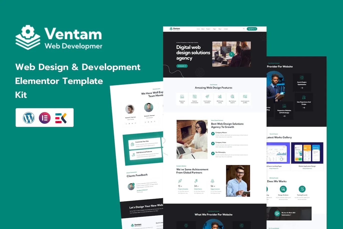 Ventam - Plantilla Elementor para Agencia de Diseño Web