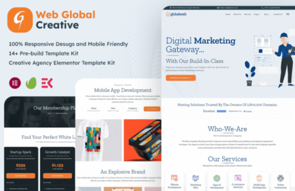 WebGlobal - Kit de plantillas creativas Elementor para marketing digital y desarrollo web