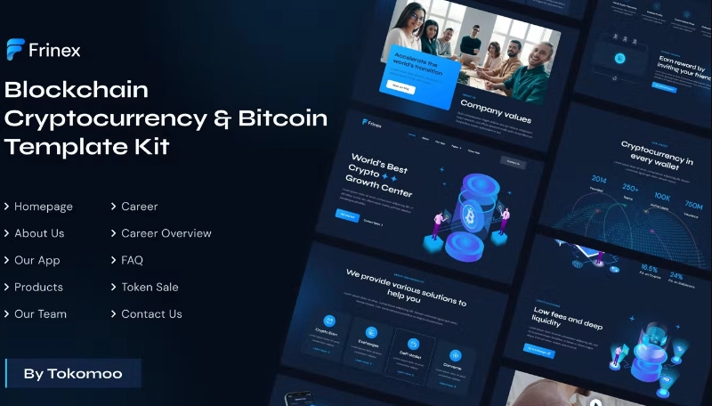 Frinex Blockchain Cryptocurrency & Bitcoin Plantilla Elementor